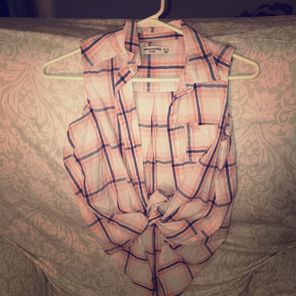 abercrombie kids tie-front button up tank top